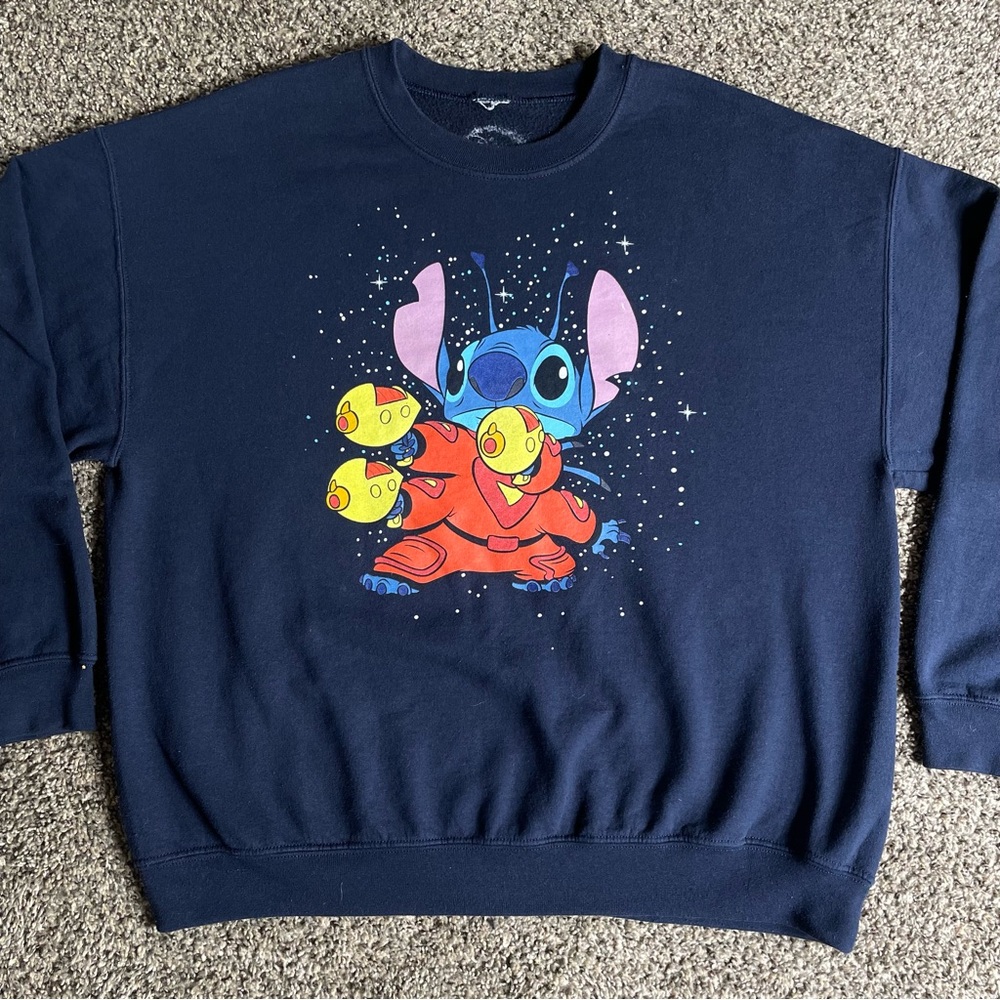 Vintage 2000s Disney Lilo And Stitch Navy Blue Sweatshirt Size Large